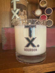 TX Bourbon- Rocks Glass Candle - Leather