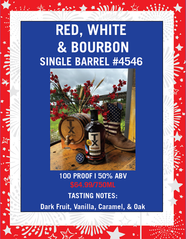 Red, White, & Bourbon! Single Barrel Bottle in Bond Straight Bourbon, 750mL