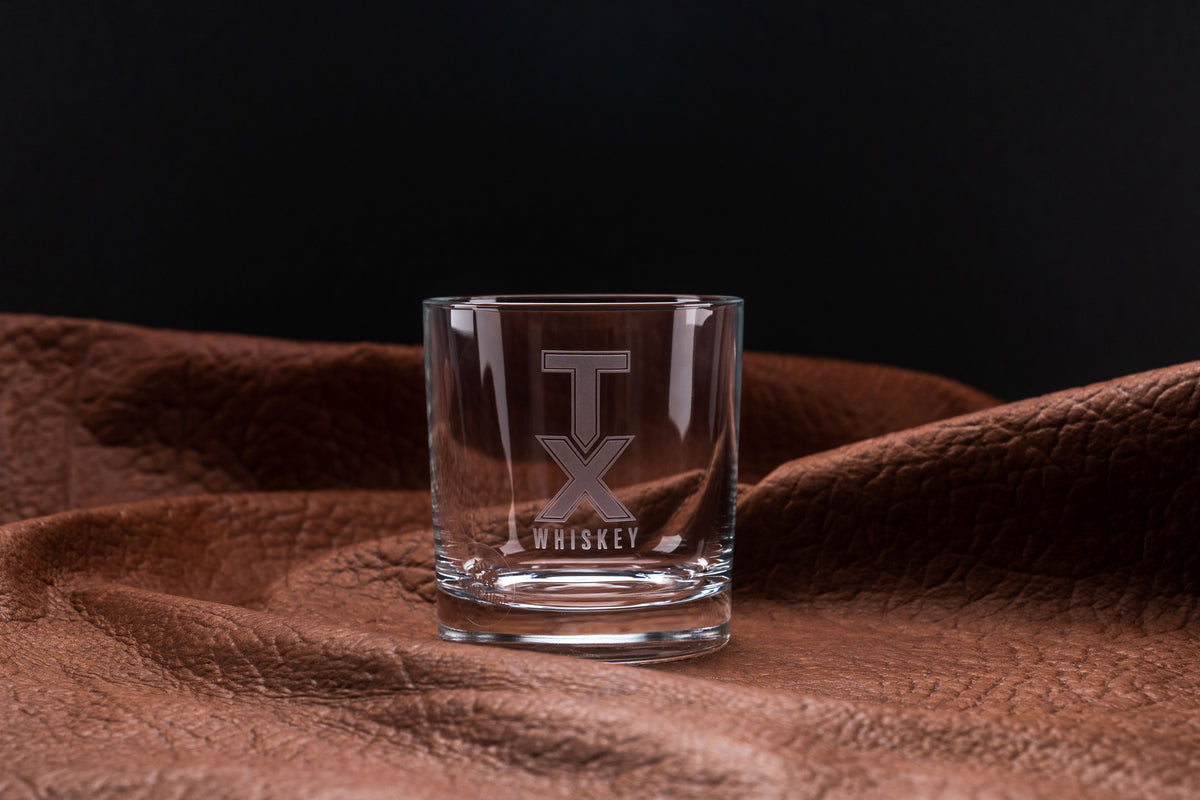 Single Line Rocks Glass Single Glencairn Crystal TX Whiskey Rocks Glass